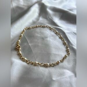 Elegant Dainty Glass Pearl Bead Anklet Handmade Simple Minimalist
